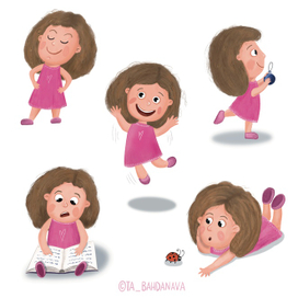 Персонаж  девочка позы