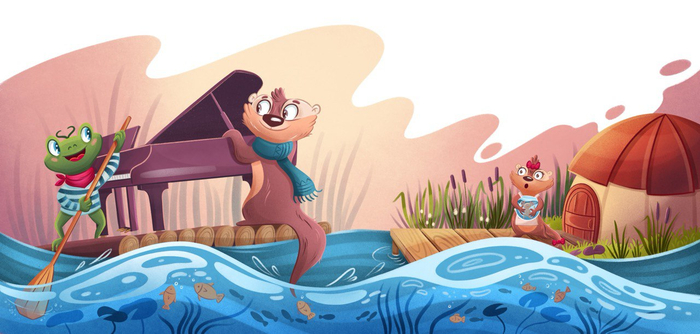 Беня и лягушонок Поль везут домой рояль