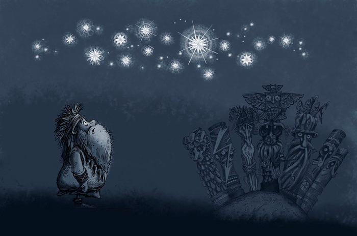 Иллюстрация к книге А. Усачёва «Первобытная история», издательство «Азбука», 2015 г.