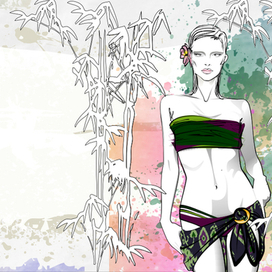 Watercollor girl card