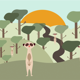 Illustration "Raccoons in the forest"