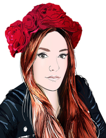 портрет, рыжая в венке