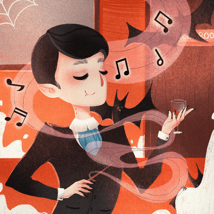 Стильный вампир звукорежиссер жутких звуков