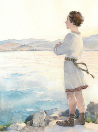 на берегу...