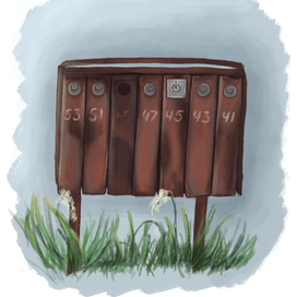 Старый почтовый ящик в деревне 