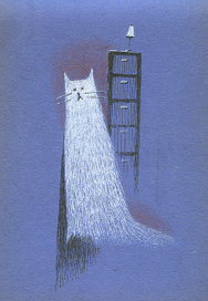 Белый кот энд модный комод