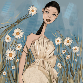 Модная девушка в цветах