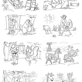 раскраска для каталога фирмы, изготовляющей спортинвентарь для детей