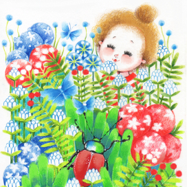 Серия картинок про девочку Мию. Встреча