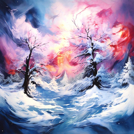 Seasons in fluid art style