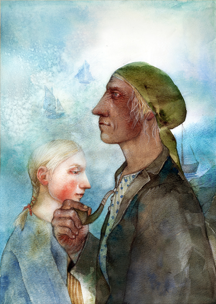 Моя бабушка курит трубку. 