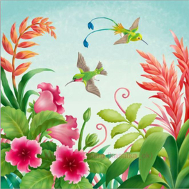 Цветы и колибри