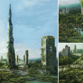 Серия иллюстраций для тетрадей "Фентези пейзажи"