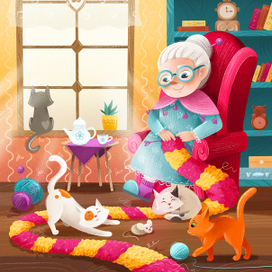 Бабушка и кошки