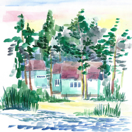 Солнечный вечер на озере