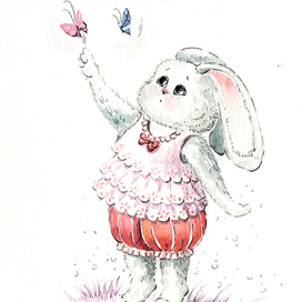 кролик и бабочки