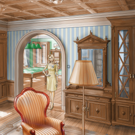 Широкоугольная перспектива интерьера. Фрагмент 2.