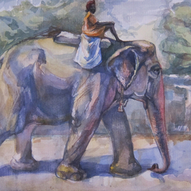 из серии  "ИНДИЯ", акварель "Слон"