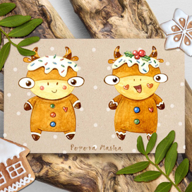 новогодние прянички коровки