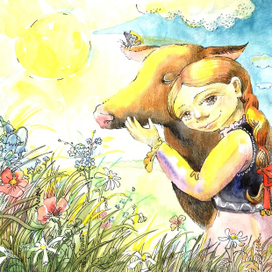 Девочка и бычок