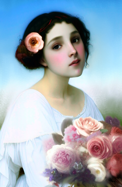 Девушка с букетом