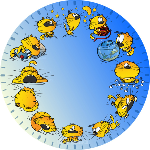 Часы - один день из жизни кота