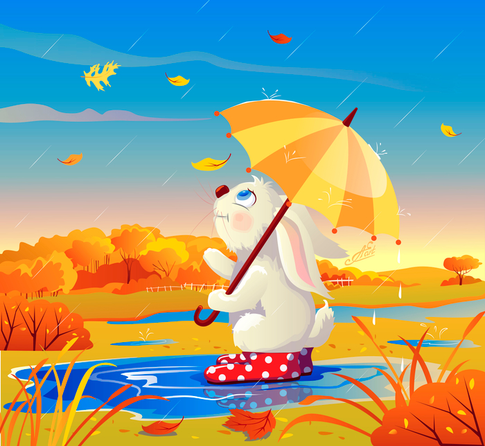 Зайка под дождем