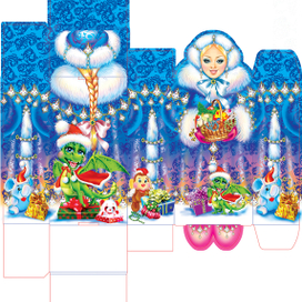 Снегурочка на новогодней коробочке