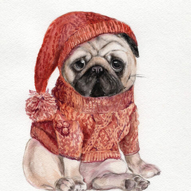 Новогодний мопс