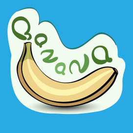 Наклейка с бананом в векторе