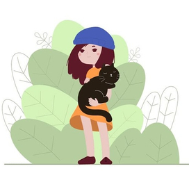 Девочка с котиком , girl with a cat