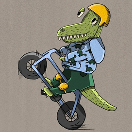 крокодил на велосипеде