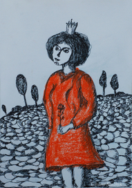 Скромная принцесса позирует для портрета в лучшем платье