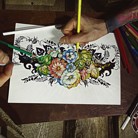 тату эскиз , маркер цветной карандаш 