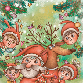 Для книжки "Санта и ленивый олень"