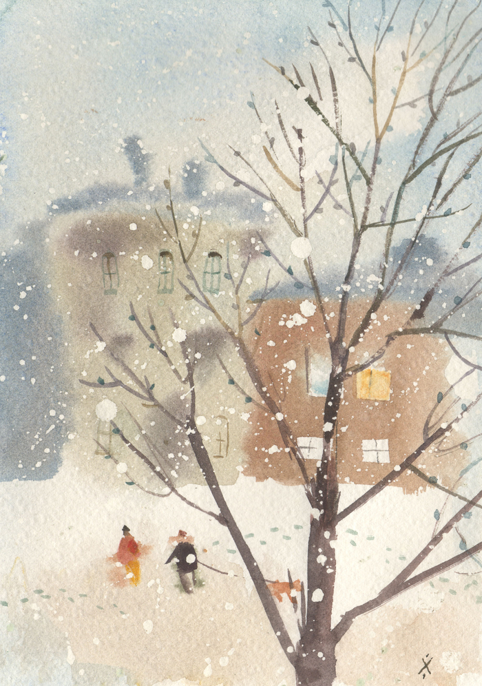 Дворик в Петербурге. Прогулка с собакой.