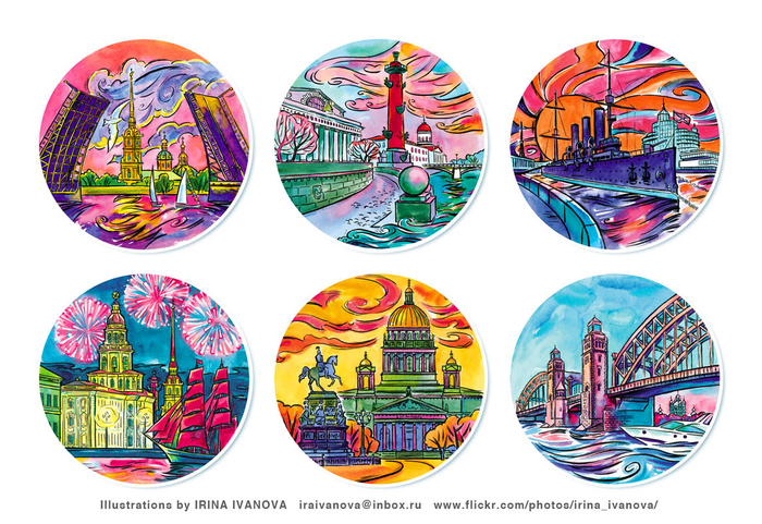 Иллюстрации для сувенирной продукции