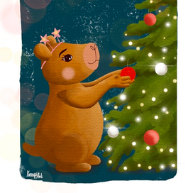 Капибара Капа готовится к Новому Году