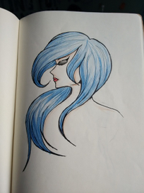 синие волосы