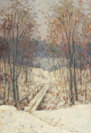 Мостик в деревне. Зима