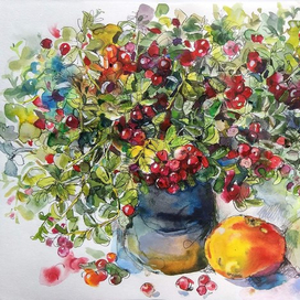 Натюрморт с брусникой