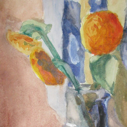 Натюрморт "Желтые цветы в вазе"