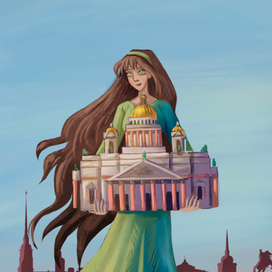 Девушка и Исаакиевский собор