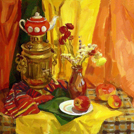 натюрморт с медным самоваром