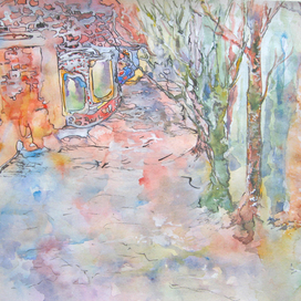 Старый Вильнюс. Город. Акварель.