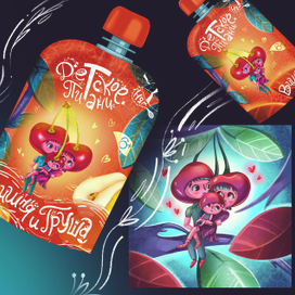 Упаковка к детскому питанию.Семейство вишни.