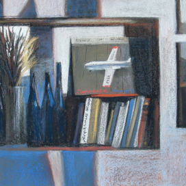 Полка в мастерской.2013. т.б., пастель. 50х65