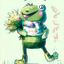 весенняя лягушка