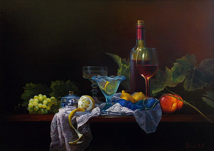 Натюрморт с красным вином