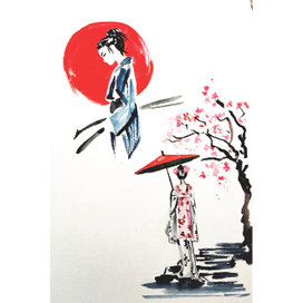 "Солнце за спиной — сакура перед ней"